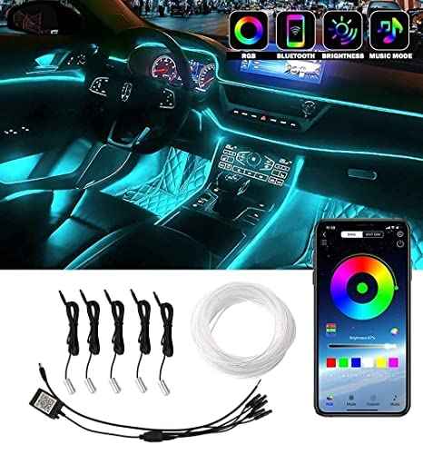 FABTEC - RGB Multicolor Car Interior Under Dash Vibe Ambience Neon EL Wire