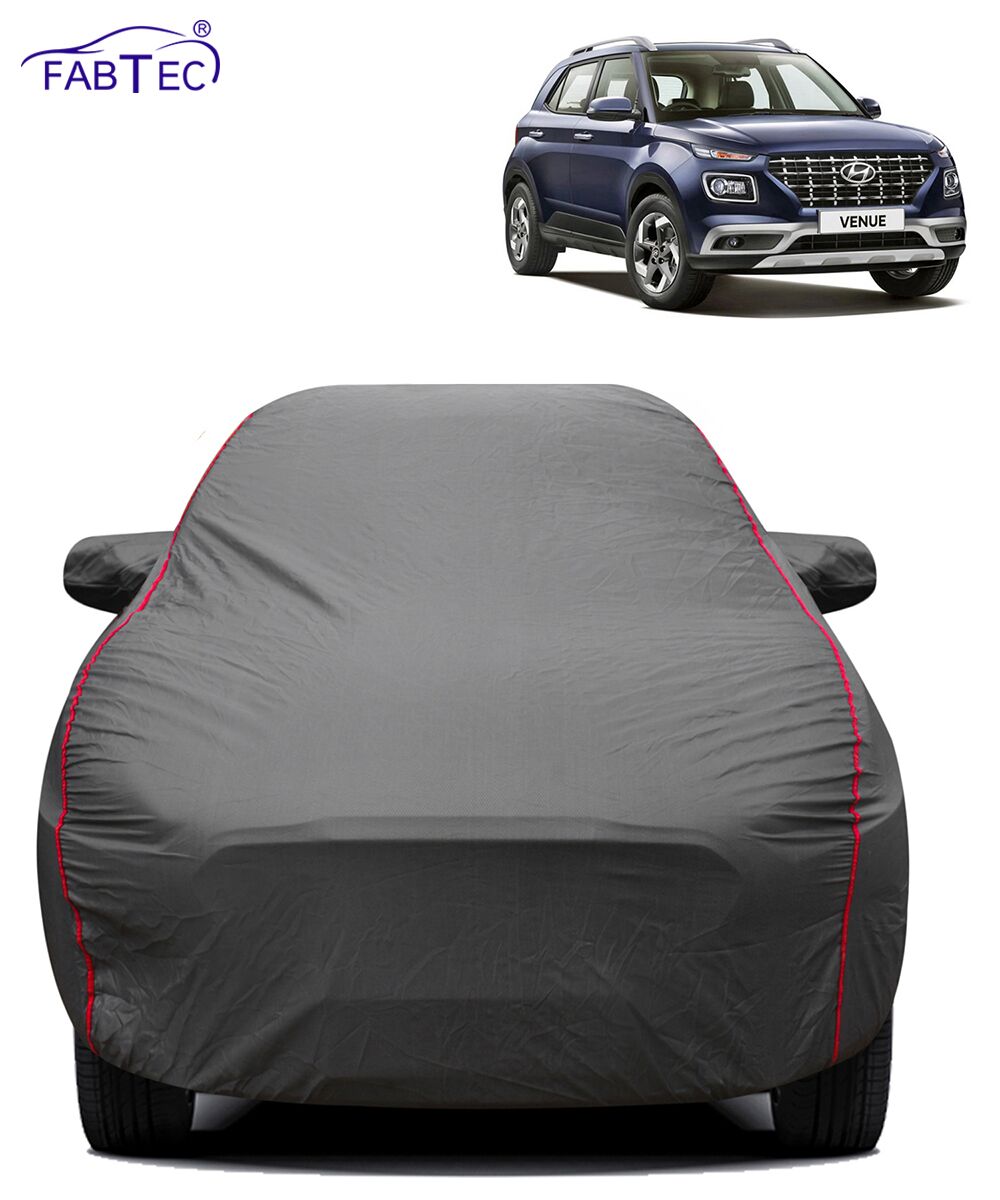 FABTEC - 2x2 Heavy Duty Red Border Car Body Cover for Hyundai Venue