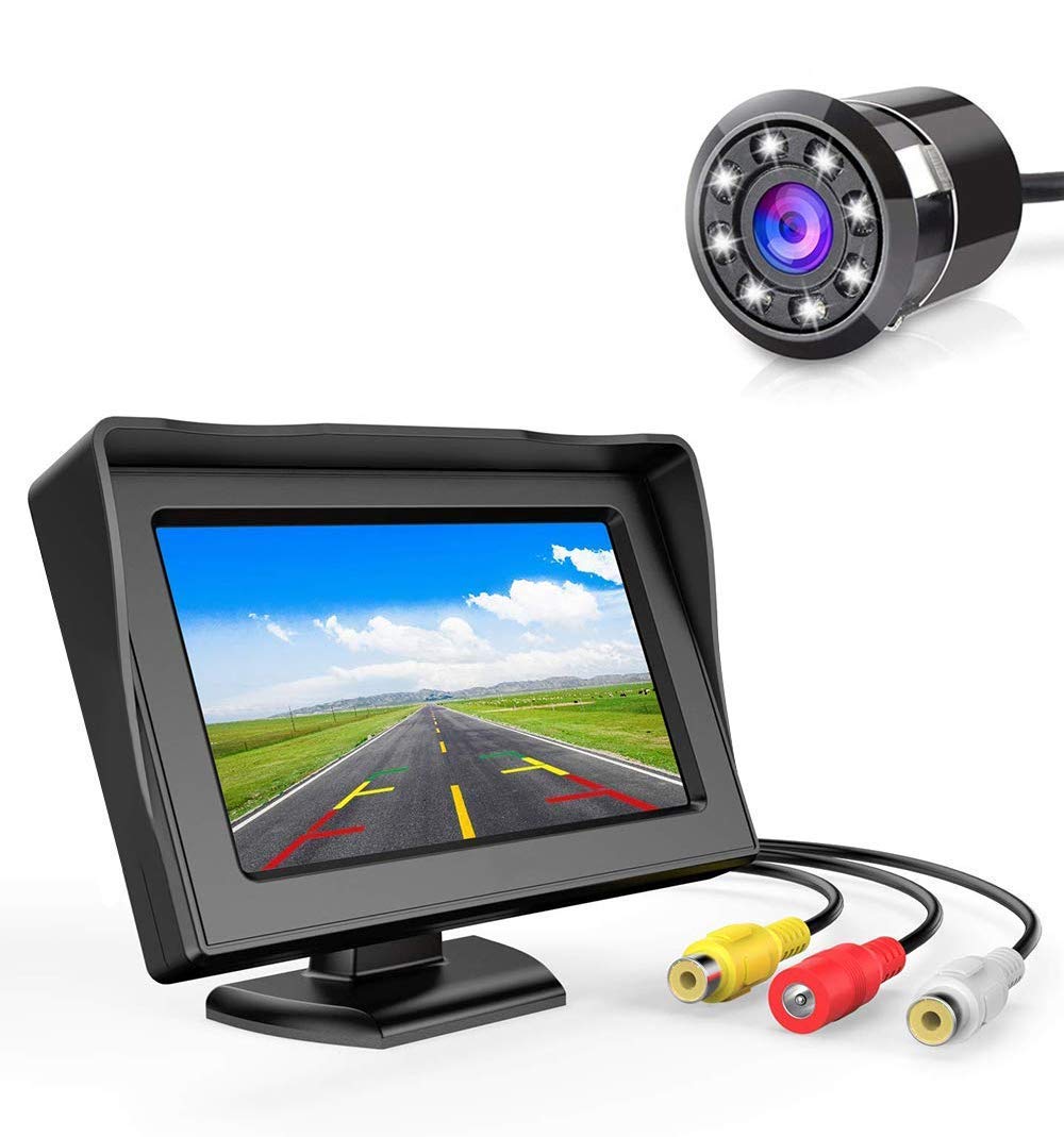 FABTEC - 4.3 Dashboard TFT LCD Screen Rear View Monitor with 8 LED Night Vision Car Reverse Camera