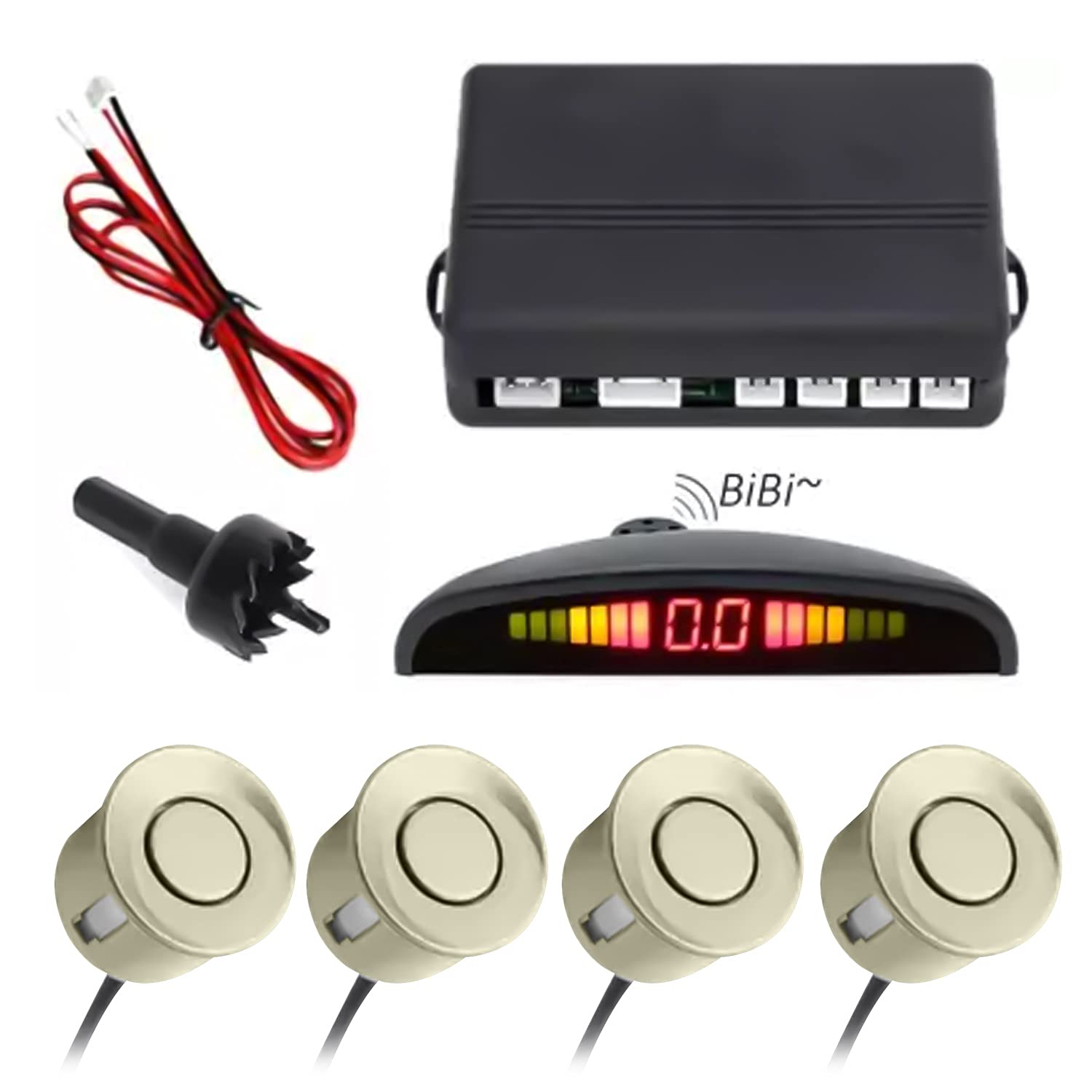 FABTEC - Car Reverse Parking Sensor with LED Display Golden