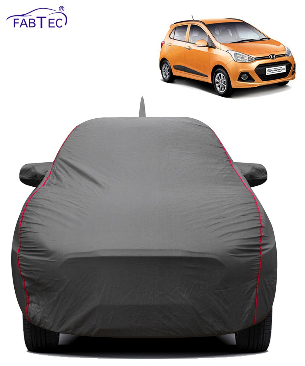 FABTEC - 2x2 Heavy Duty Red Border Car Body Cover for Hyundai Grand I10